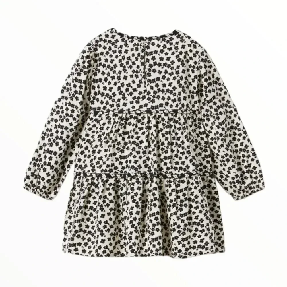 ZARA Kids | Ecru/Black | PLEATED FLORAL DRESS